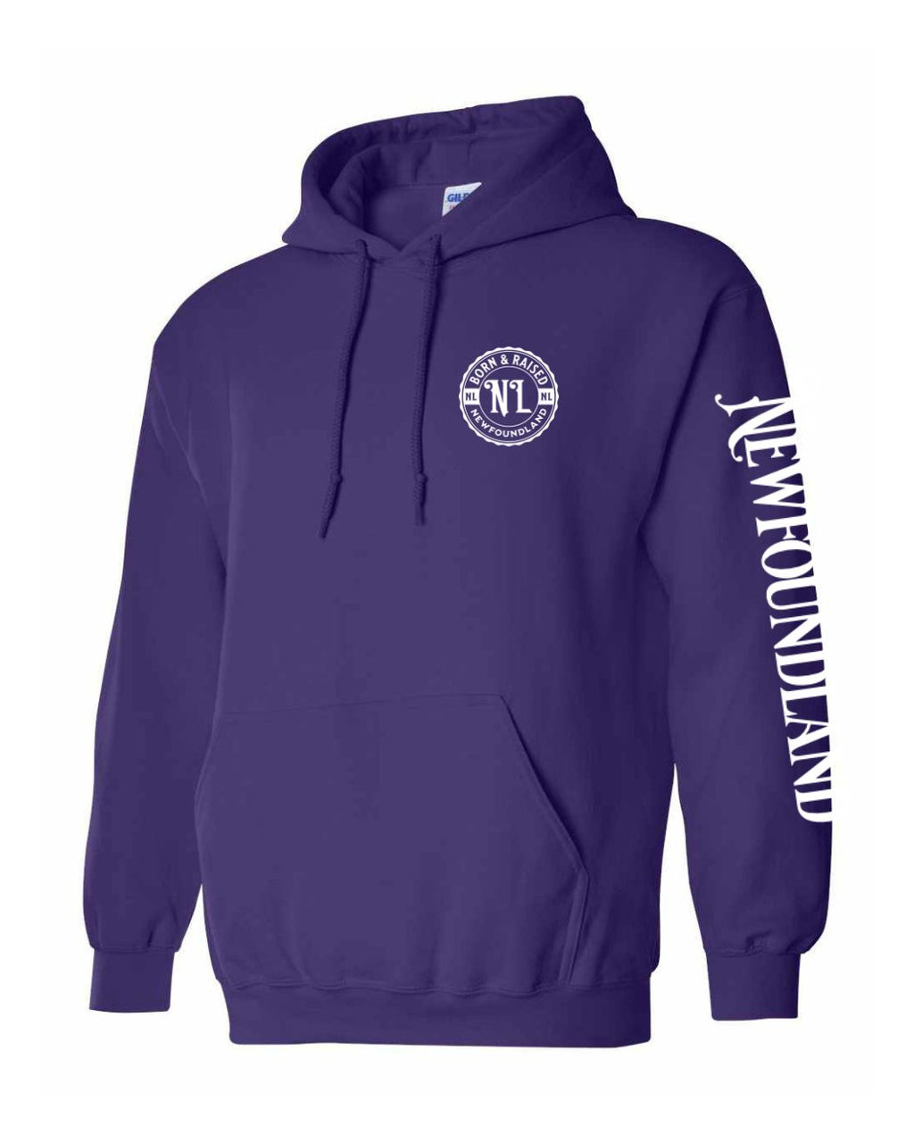 Born and Raised NFLD Left Chest and Sleeve Pullover Hoodie - Unisex