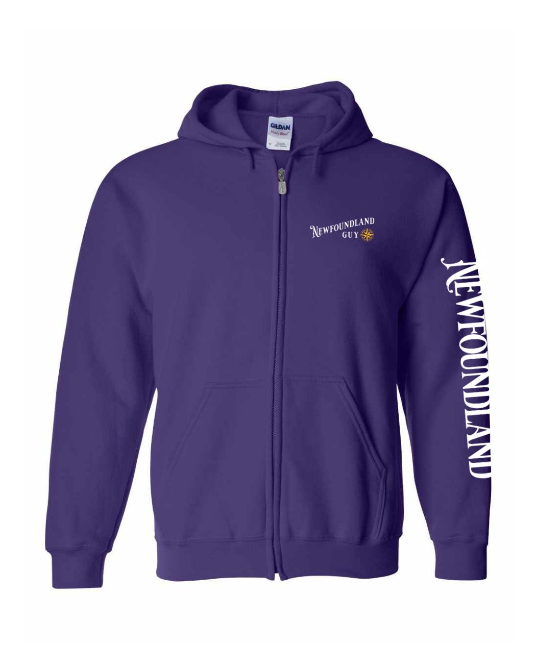 NFLD Guy Yellow Compass Left Chest And Sleeve Zip Hoodie - Unisex