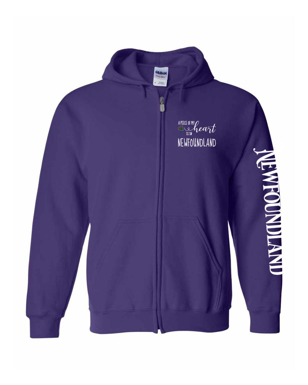 A piece of My heart in NFLD (Red Heart) Left Chest And Sleeve Zip Hoodie - Unisex