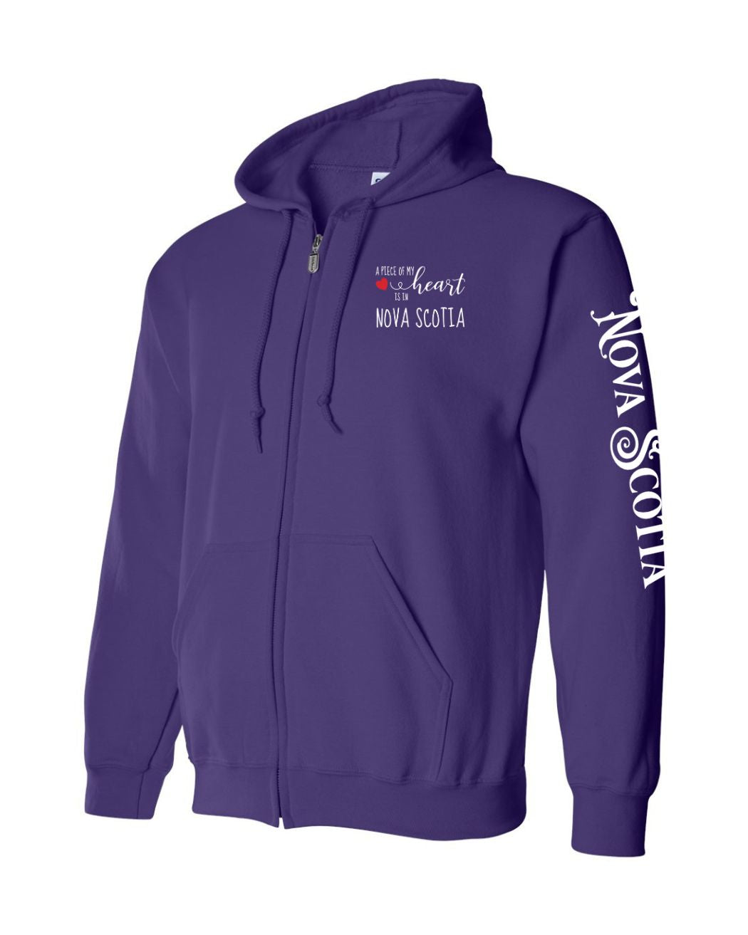 A piece of my heart Red Heart NS Left Chest and Sleeve Zip Hoodie - Unisex