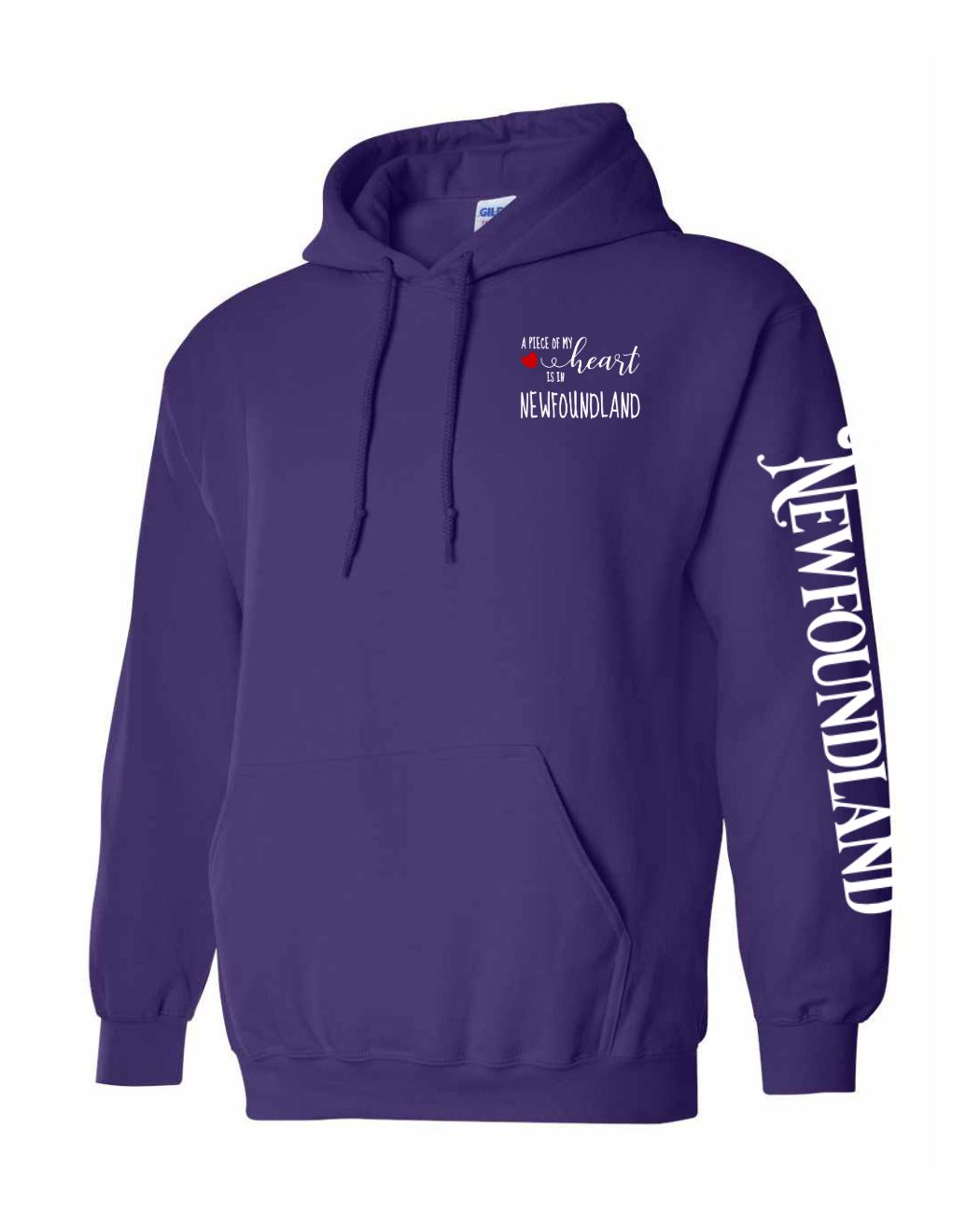 A piece of my Heart NFLD Left Chest (Red Heart) and Sleeve Pullover Hoodie - Unisex