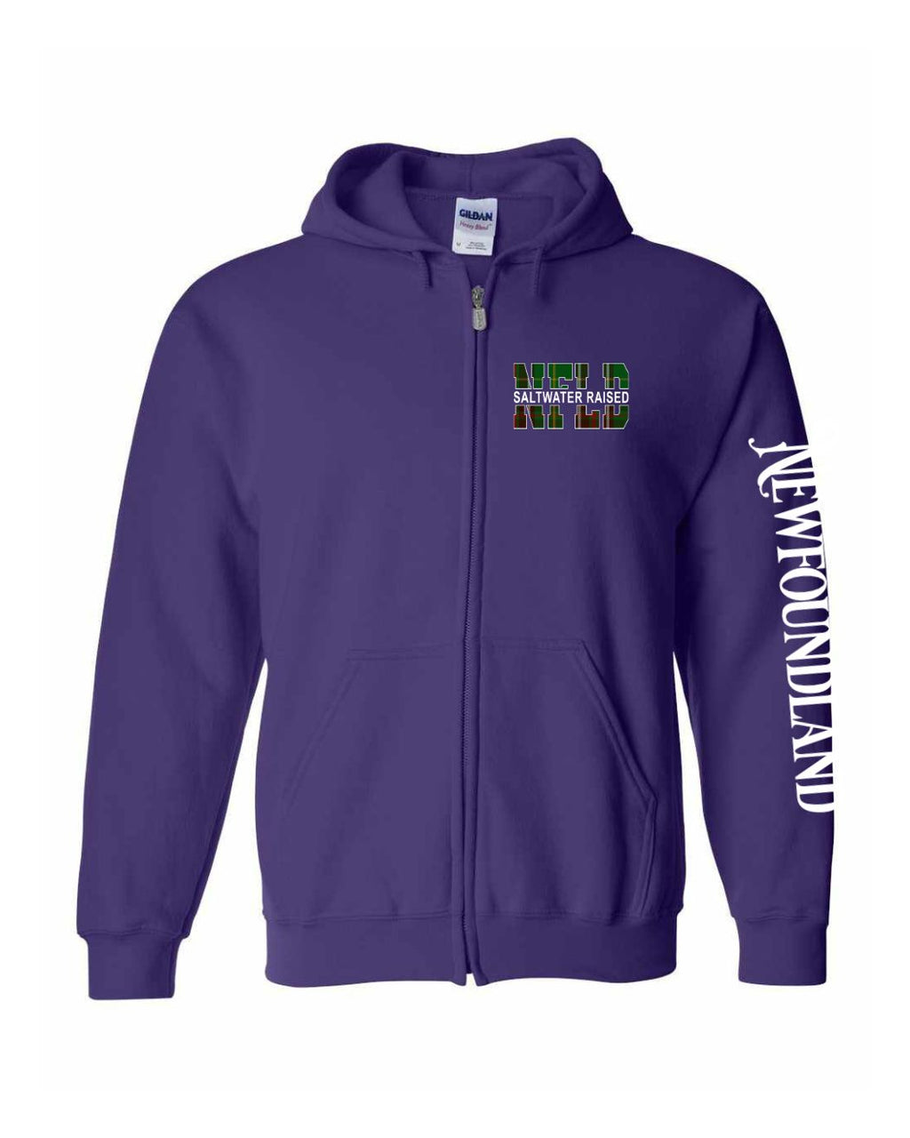 NFLD Saltwater Raised Left Chest And Sleeve Zip Hoodie - Unisex