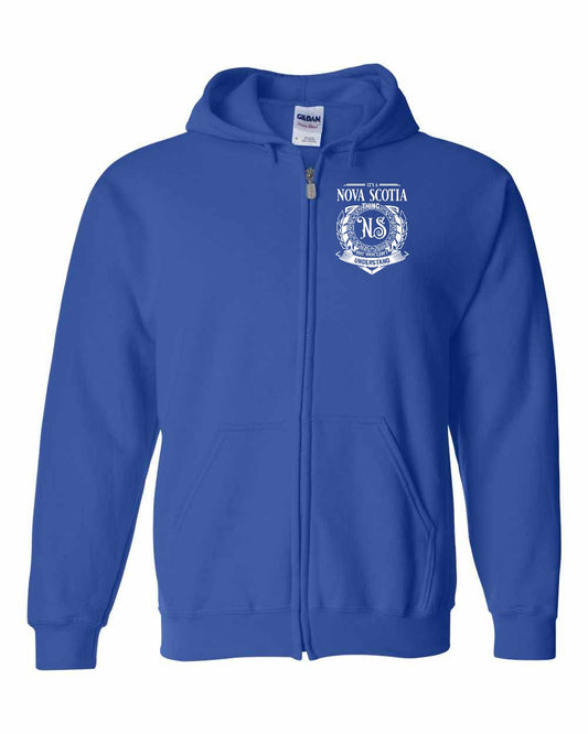 It's  A Nova Scotia Thing Left Chest and Back zip-hoodie