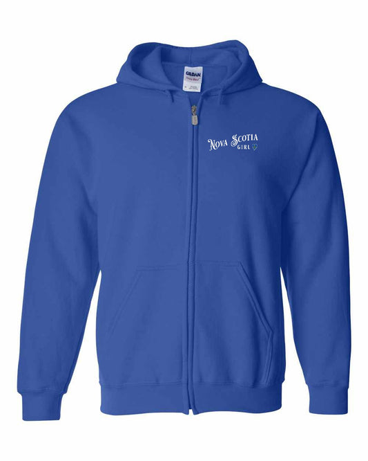 Nova Scotia Girl Tartan Heart Left Chest and Back zip-hoodie