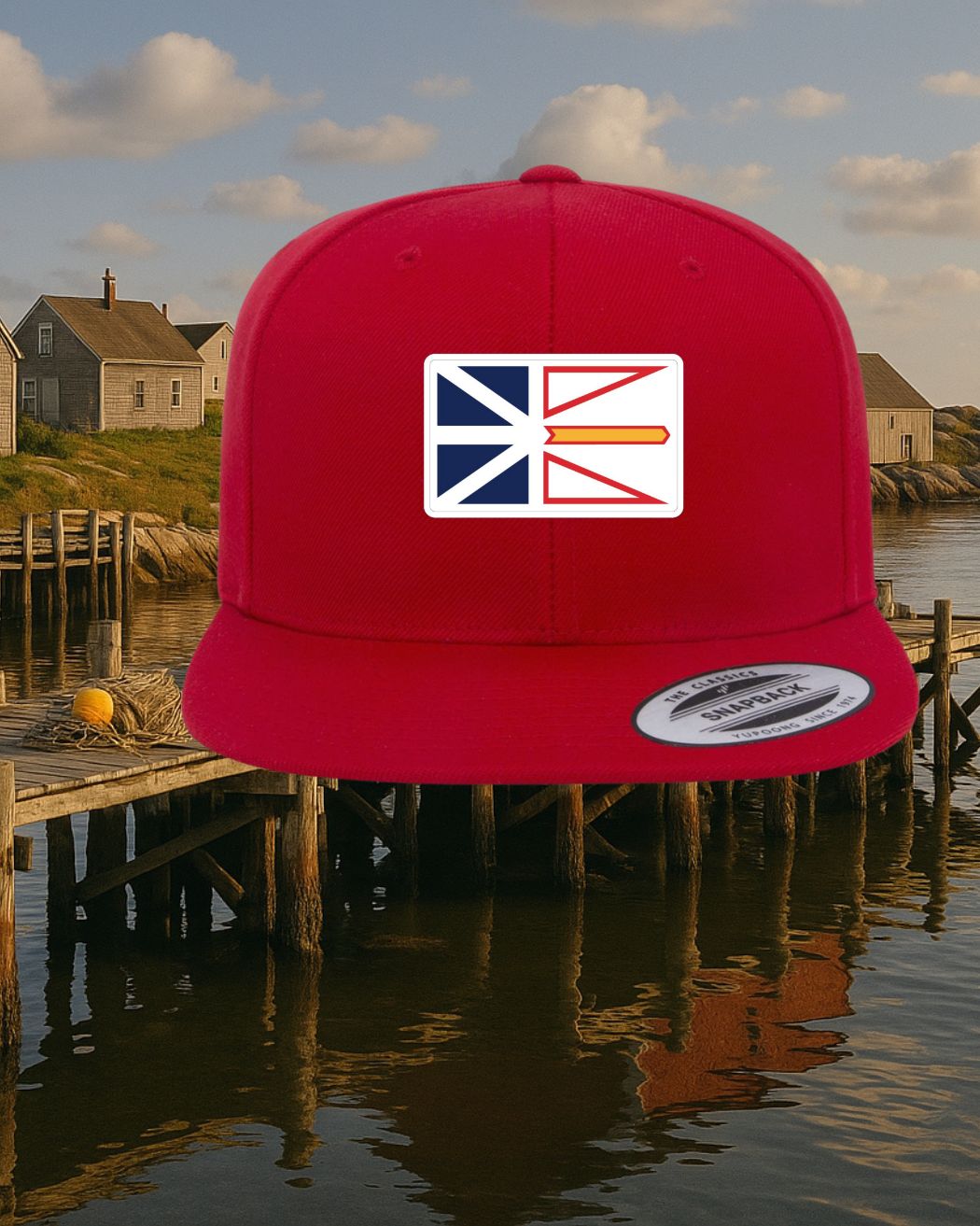 Newfoundland Flag Patch Flat Brim Hat