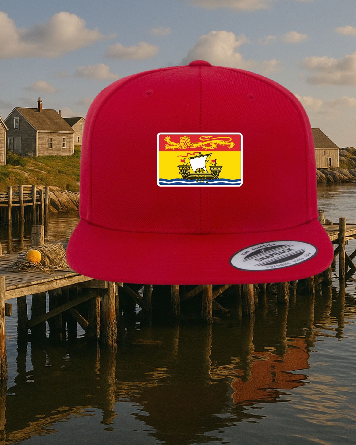 New Brunswick Flag Patch Flat Brim Hat