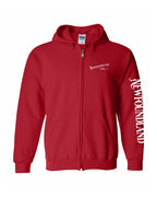 NFLD Girl Red Heart Left Chest And Sleeve Zip Hoodie - Unisex