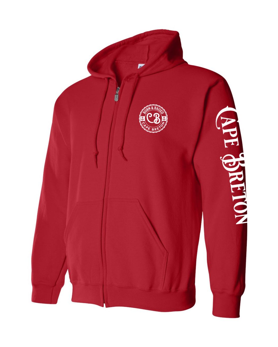 Born and Raised CB Left Chest and Sleeve Zip Hoodie - Unisex