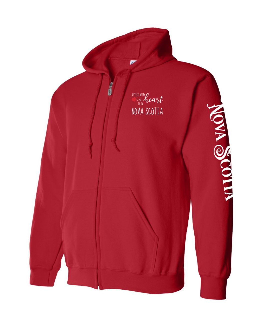 A piece of my heart Red Heart NS Left Chest and Sleeve Zip Hoodie - Unisex
