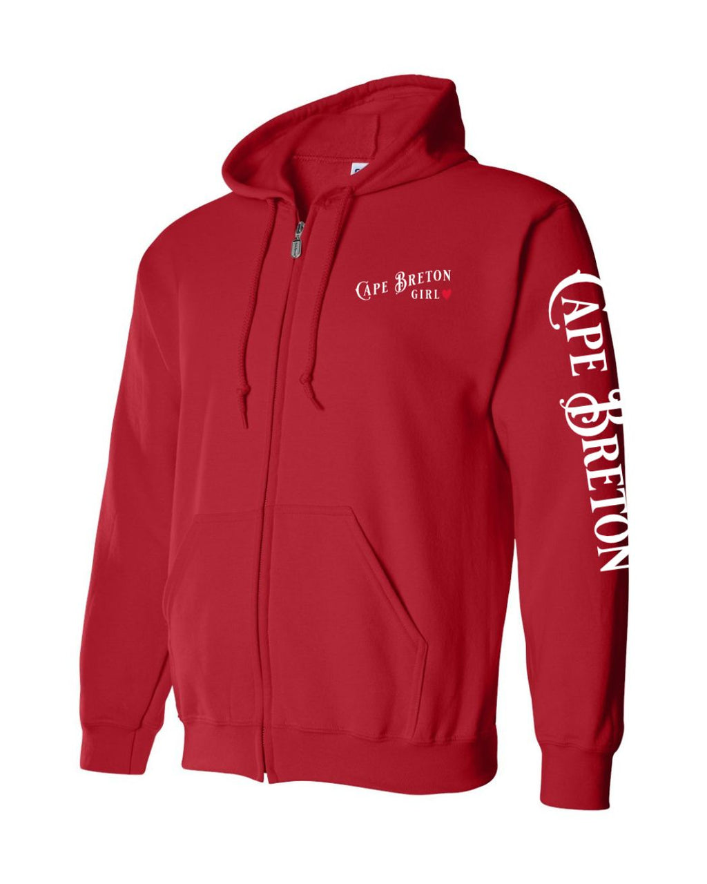 CB Girl Red Heart Left Chest and Sleeve Zip Hoodie - Unisex