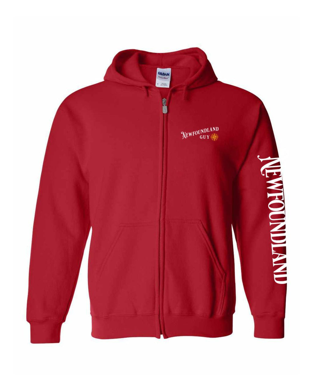 NFLD Guy Yellow Compass Left Chest And Sleeve Zip Hoodie - Unisex
