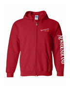 NFLD Guy Yellow Compass Left Chest And Sleeve Zip Hoodie - Unisex