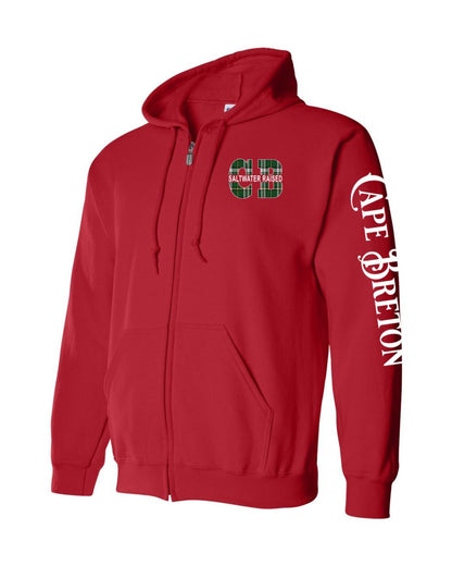 Cape Breton Saltwater Raised Left Chest and Sleeve Zip Hoodie