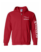 A piece of My heart in NFLD (Red Heart) Left Chest And Sleeve Zip Hoodie - Unisex