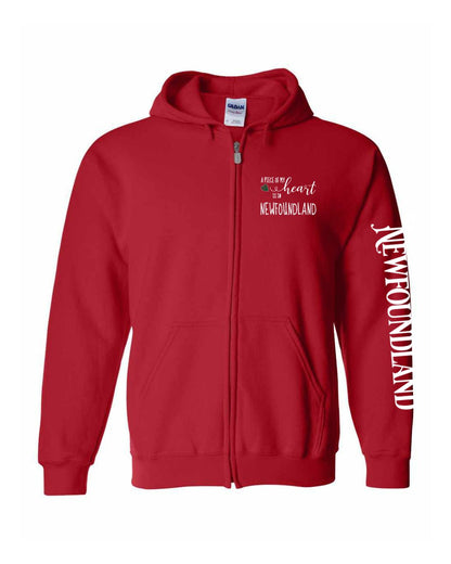 A piece of My heart in Newfoundland (Red Heart) Left Chest And Sleeve Zip Hoodie