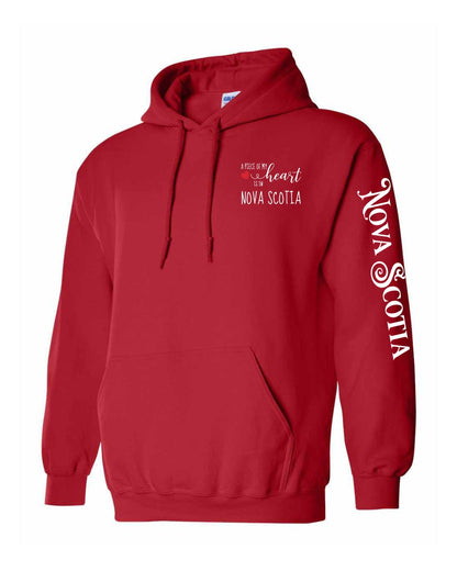 A piece of my heart is in Nova Scotia ( Red Heart ) Left Chest and Sleeve Pullover Hoodie