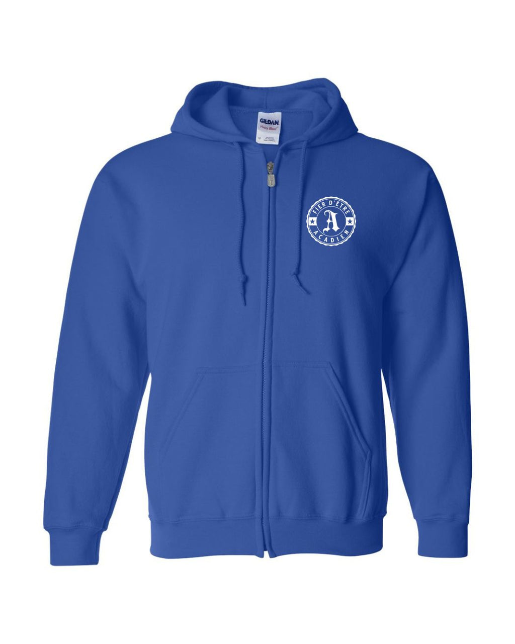 Fier D'etre Acadien White Design Left Chest Only French Zip Hoodie - Unisex