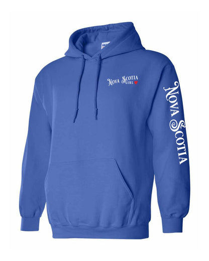 Nova Scotia Girl Red Heart Left Chest and Sleeve Pullover Hoodie