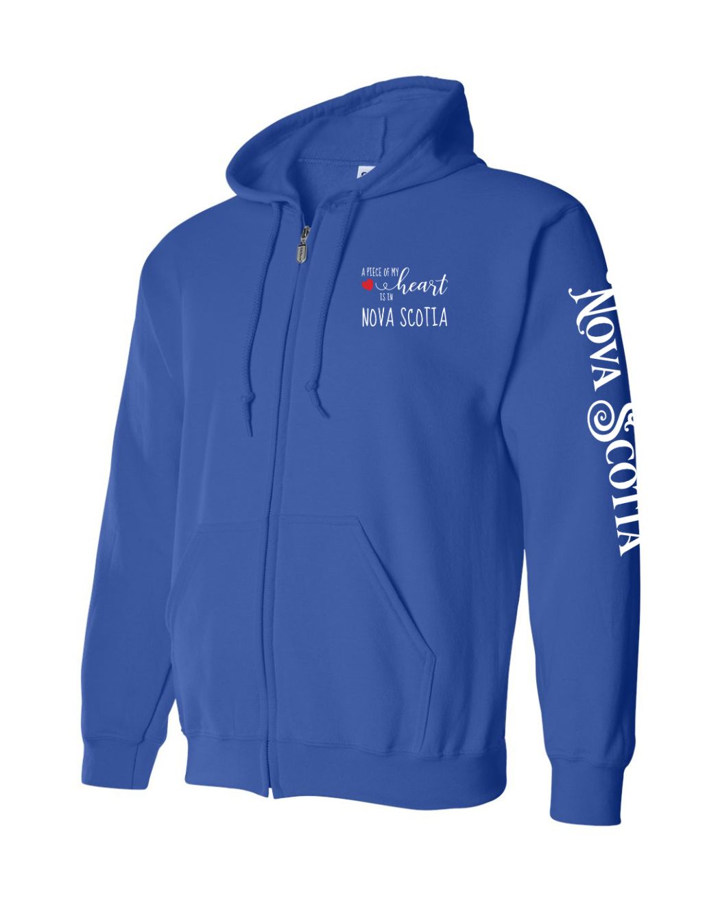 A piece of my heart Red Heart NS Left Chest and Sleeve Zip Hoodie - Unisex