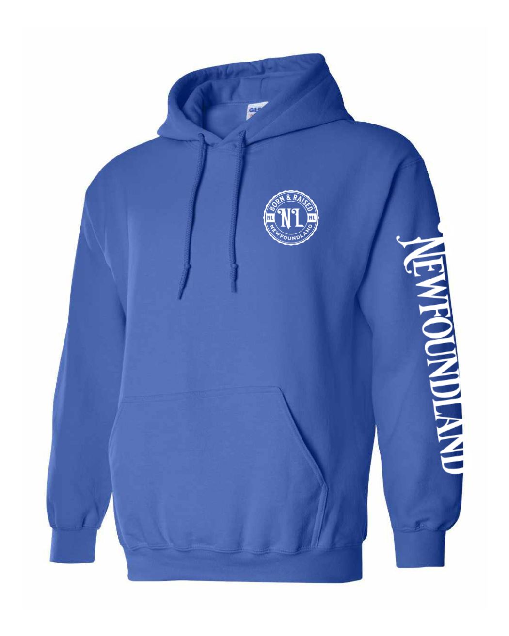 Born and Raised NFLD Left Chest and Sleeve Pullover Hoodie - Unisex