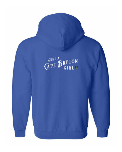 Just a Cape Breton Girl Tartan Left Chest and Back Zip Hoodie