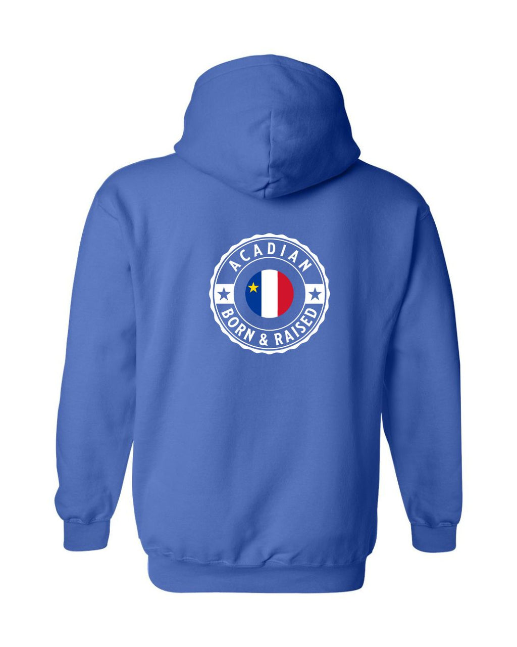 Acadian Born and Raised Acadian Flag Center - Left Chest and Back Zip Hoodie - Unisex