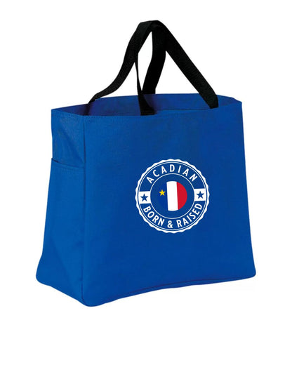 Acadian Born And Raised Acadian Flag Center Tote Bag