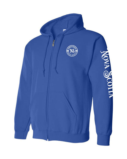 Born And Raised Nova Scotia Left Chest and Sleeve Zip Hoodie
