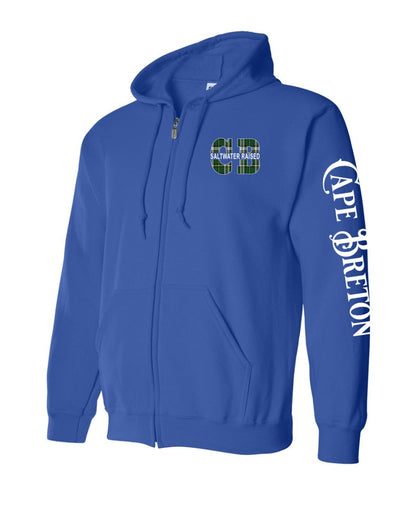 Cape Breton Saltwater Raised Left Chest and Sleeve Zip Hoodie