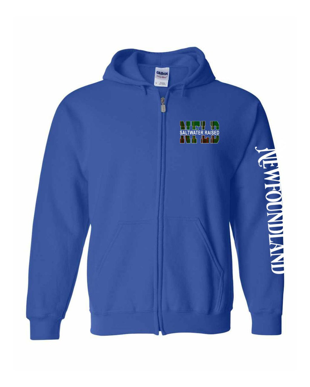NFLD Saltwater Raised Left Chest And Sleeve Zip Hoodie - Unisex