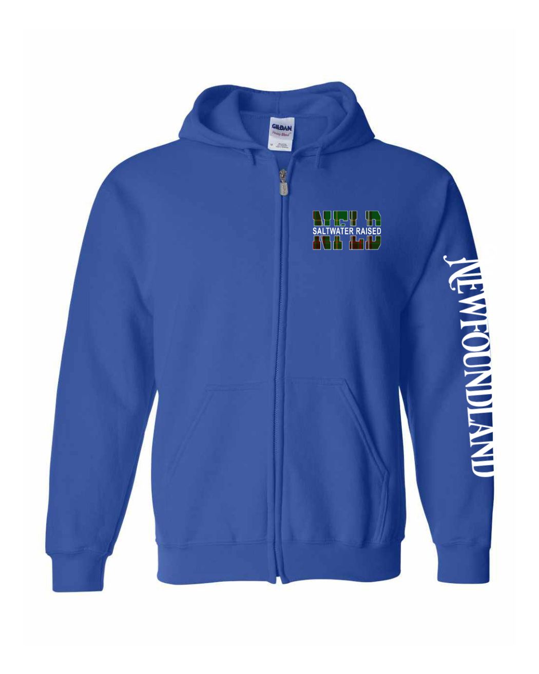 NFLD Saltwater Raised Left Chest And Sleeve Zip Hoodie - Unisex