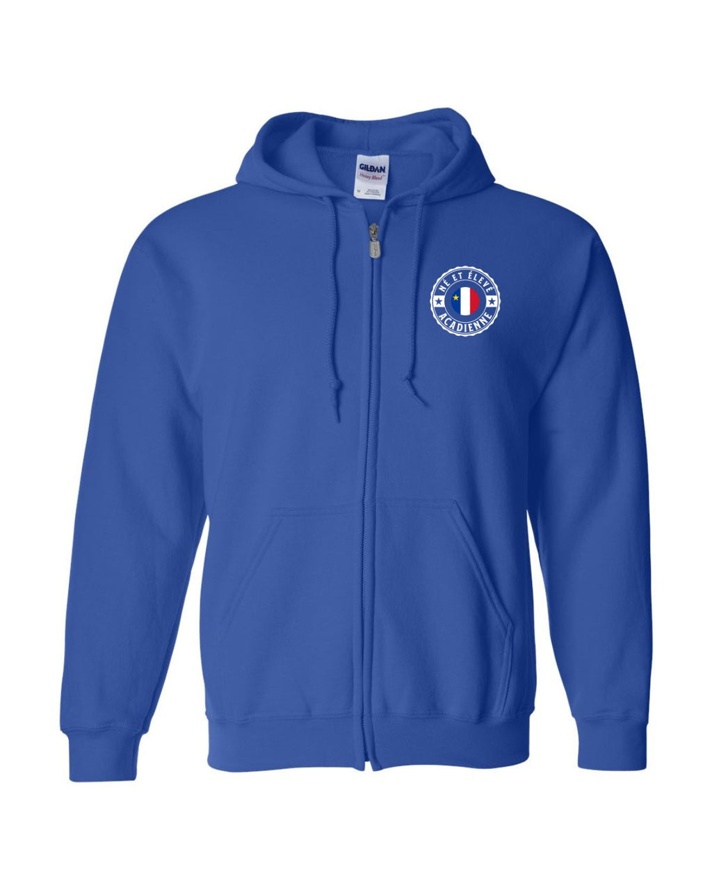 Ne Et Eleve Acadienne Flag Left Chest and Back Zip Hoodie French - Unisex