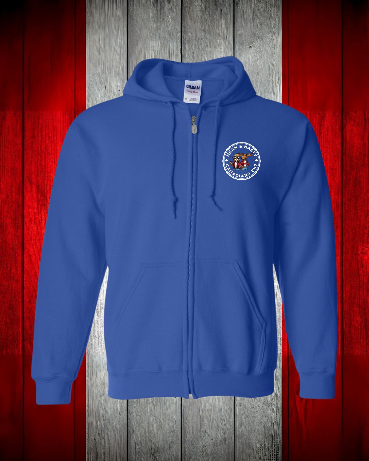 Mean and Nasty Canadians Eh! Left Chest Zip Hoodie