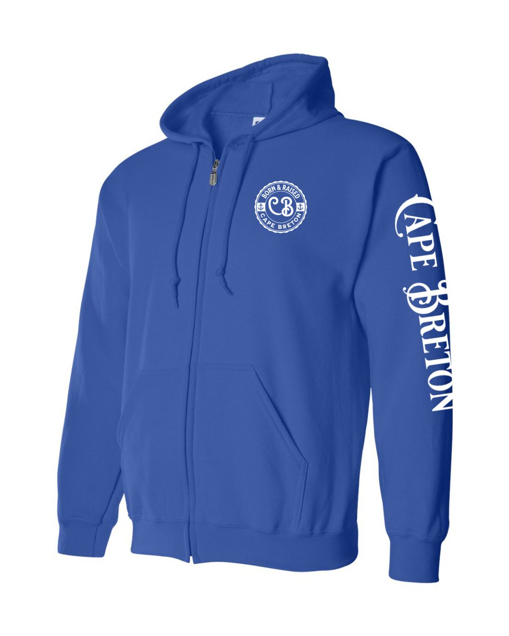Born and Raised CB Left Chest and Sleeve Zip Hoodie - Unisex