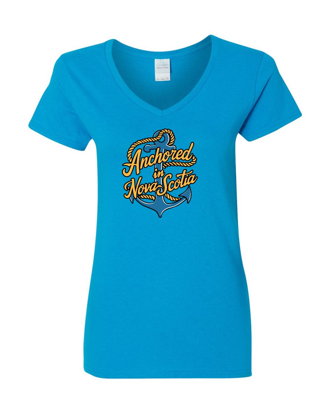 Anchored in Nova Scotia Full Front Womens Tee