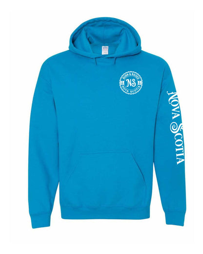 Born and Raised Nova Scotia Left Chest and Sleeve Pullover Hoodie
