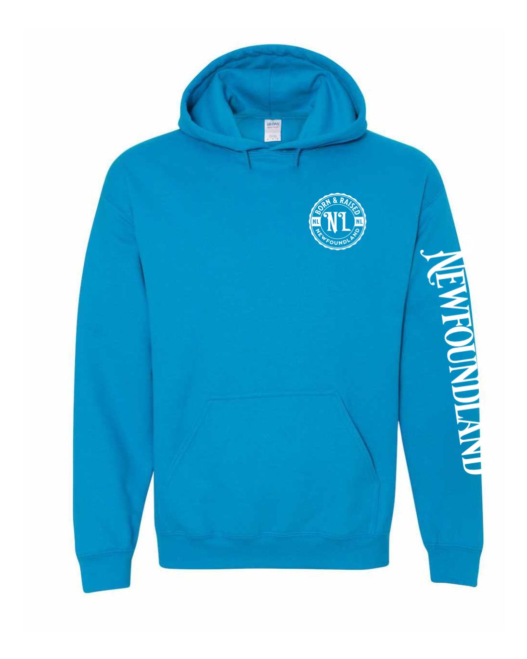 Born and Raised NFLD Left Chest and Sleeve Pullover Hoodie - Unisex