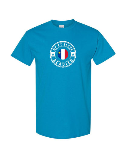 Ne Et Eleve Acadien with Acadian Flag Center Full Front Men's Tee