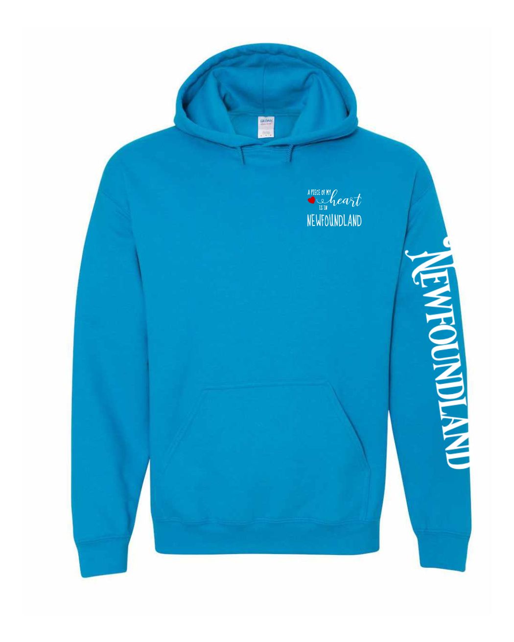 A piece of my Heart NFLD Left Chest (Red Heart) and Sleeve Pullover Hoodie - Unisex