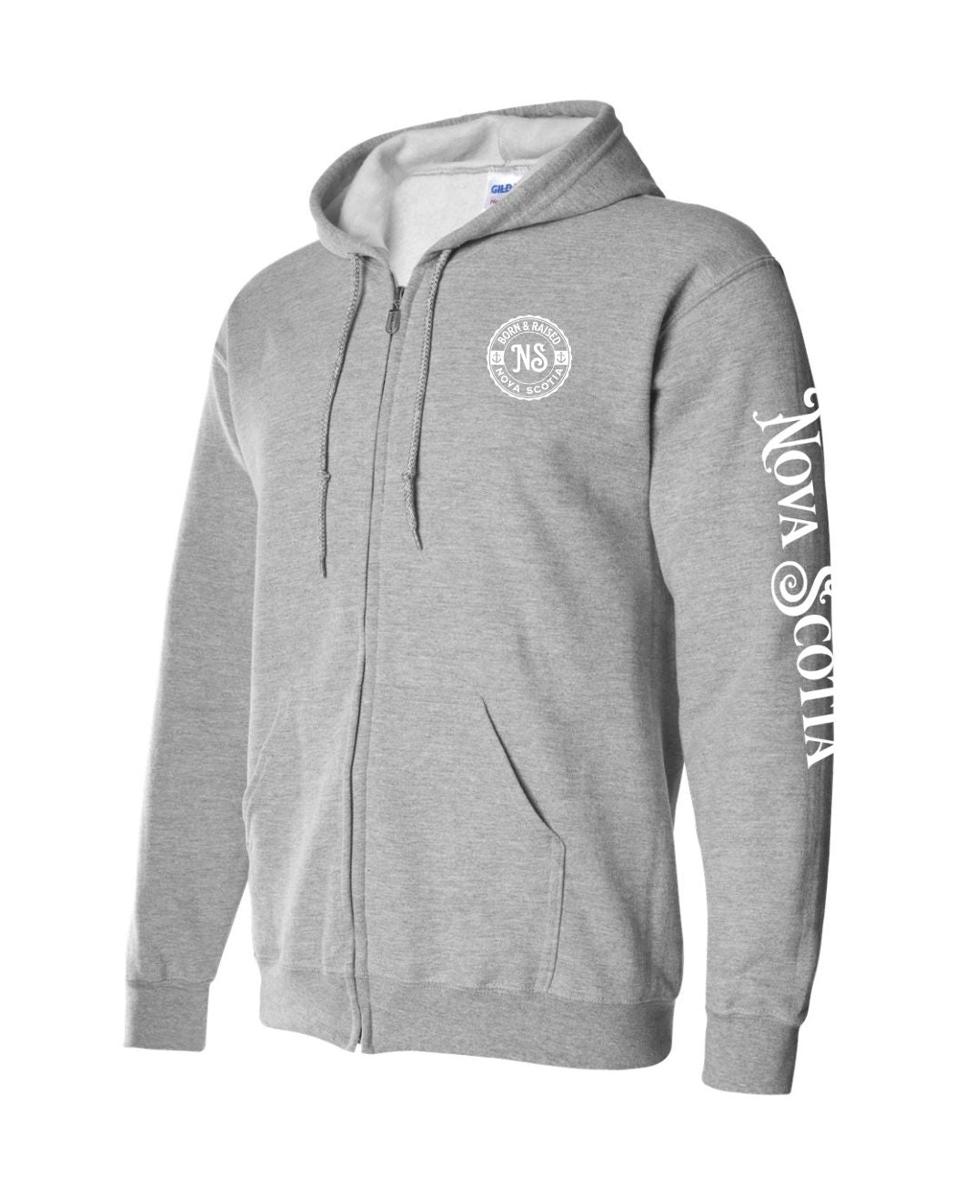 Born And Raised NS Left Chest and Sleeve Zip Hoodie - Unisex