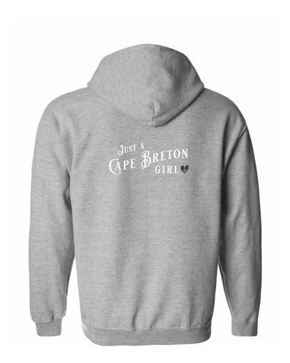 Just a Cape Breton Girl Tartan Left Chest and Back Zip Hoodie