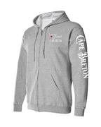 A piece of my Heart CB Red Heart Left Chest and Sleeve Zip Hoodie - Unisex
