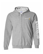 NFLD Guy Yellow Compass Left Chest And Sleeve Zip Hoodie - Unisex