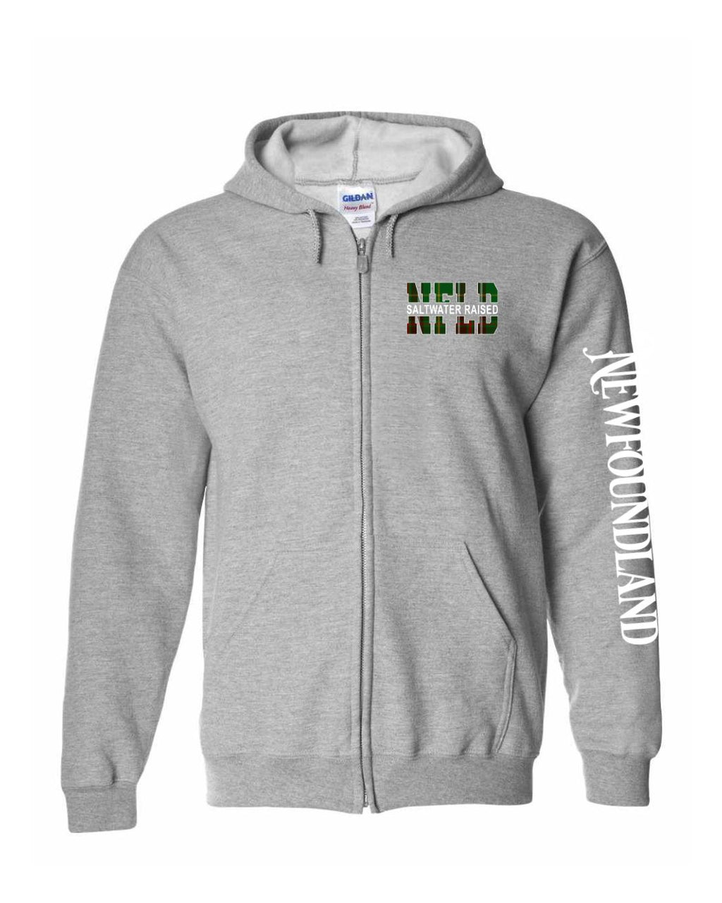 NFLD Saltwater Raised Left Chest And Sleeve Zip Hoodie - Unisex