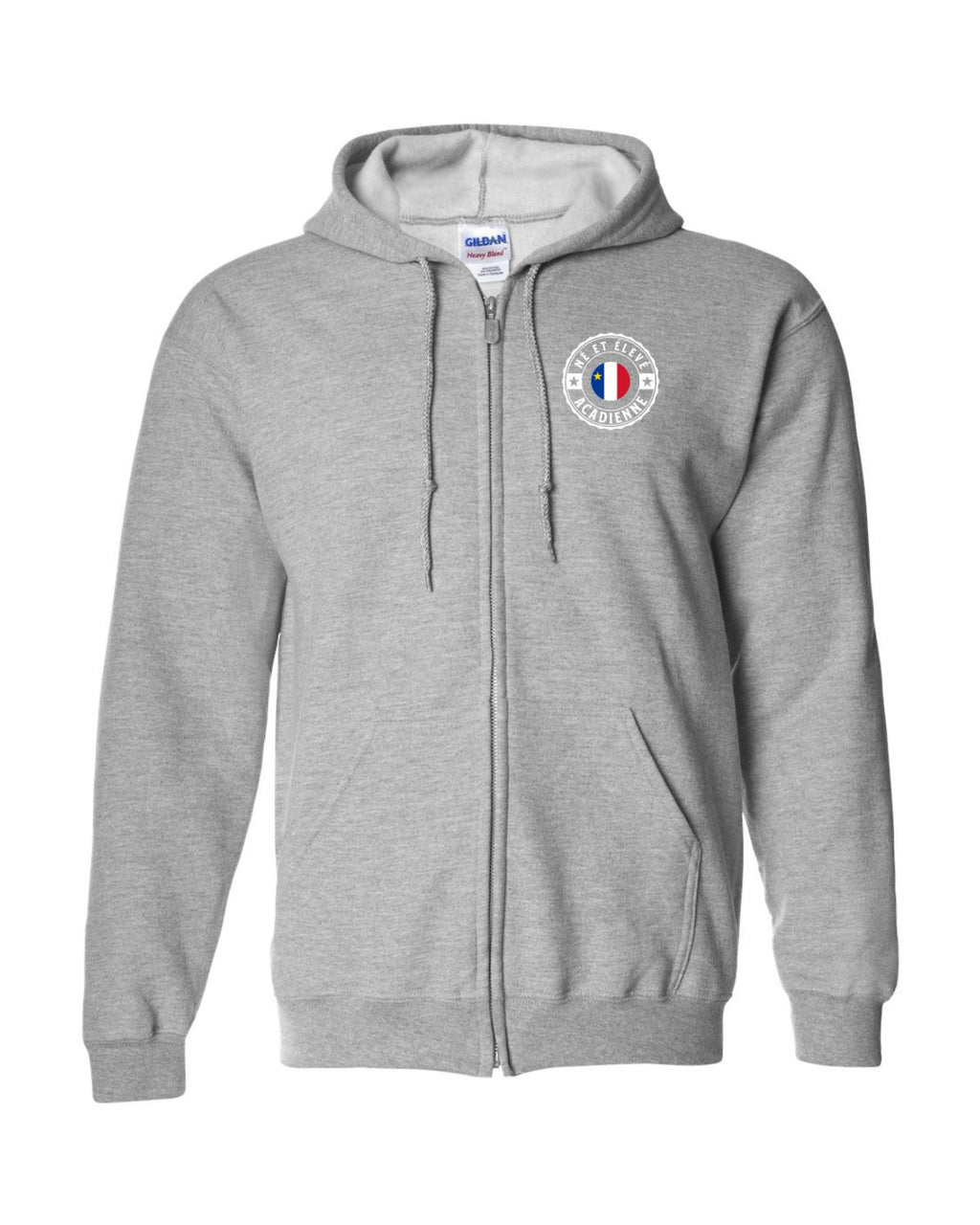 Ne Et Eleve Acadienne Flag Left Chest and Back Zip Hoodie French - Unisex