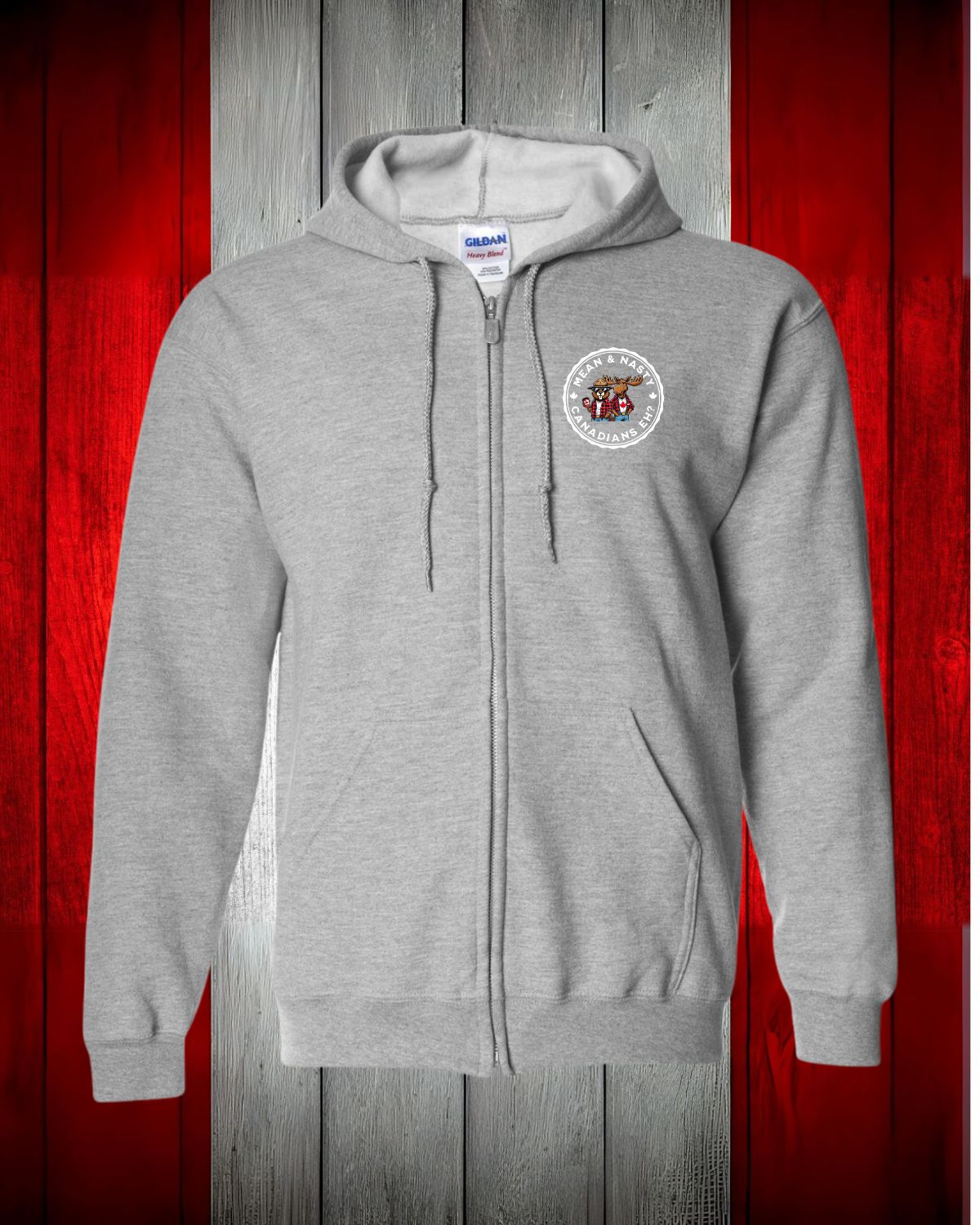 Mean and Nasty Canadians Eh! Left Chest Zip Hoodie