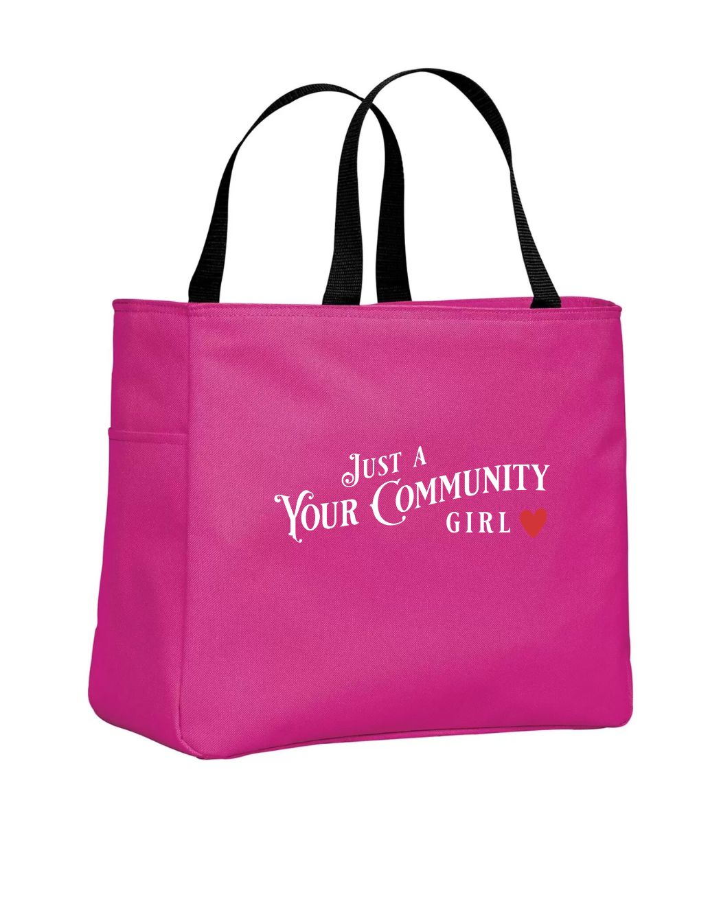 Custom Just a "Your Community" Girl with Red Heart Tote Bag