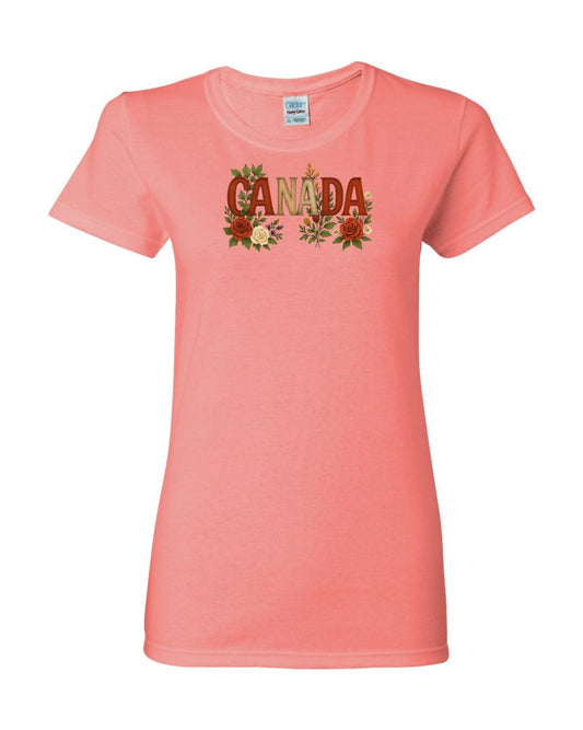 Canada Rose Design Tee Women's Tee - Gildan Canada (sewn Internationally)