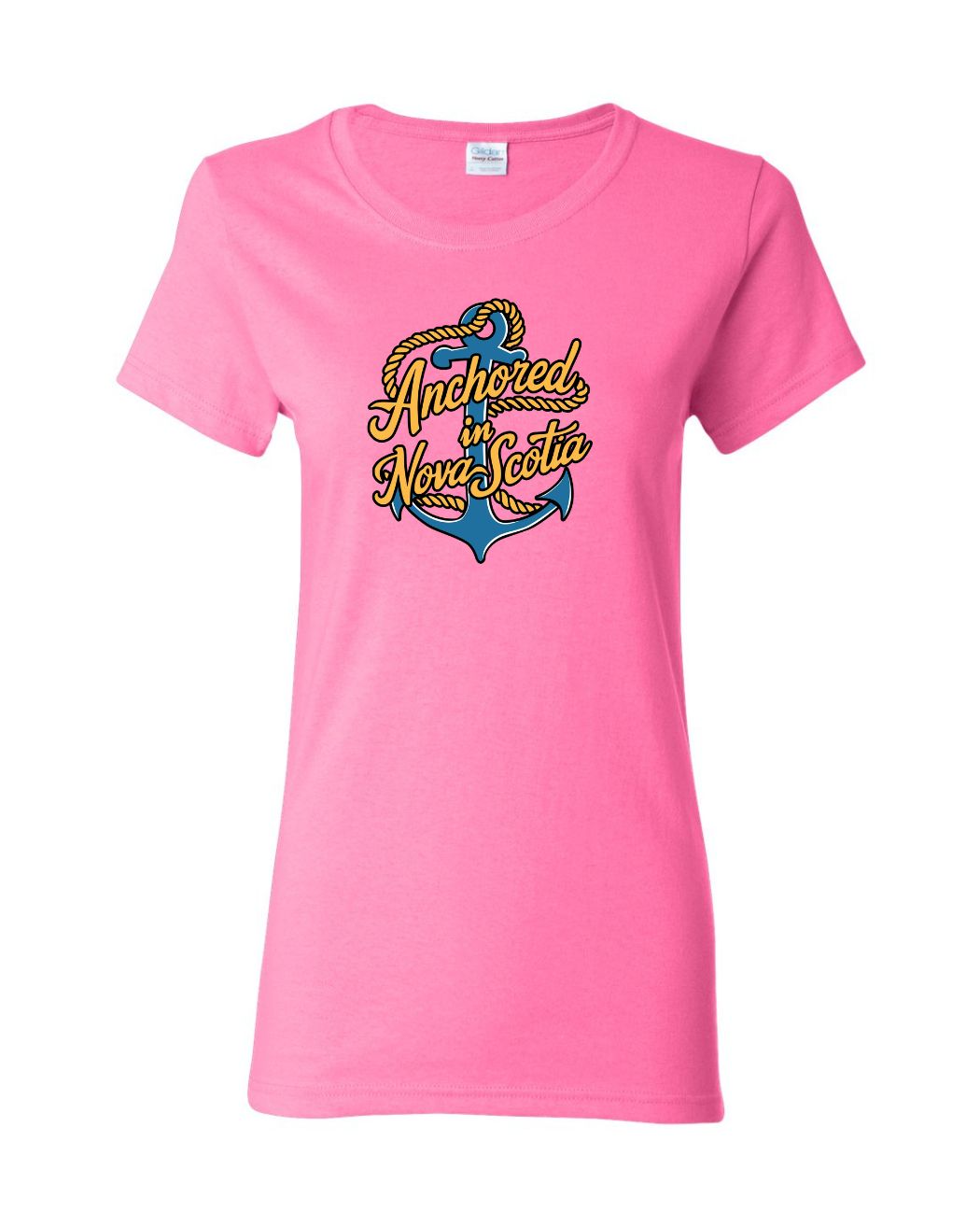 Anchored in Nova Scotia Full Front Womens Tee