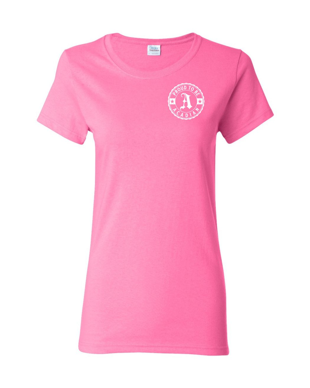 Proud to be Acadian White Initial Left Chest Women's Tee